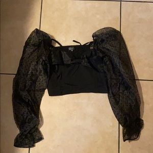 Black crop fashion nova blouse